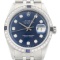 Rolex Mens Datejust Blue Dial Diamond Sapphire Bezel 18K White Gold Steel Watch (Vault_CC)