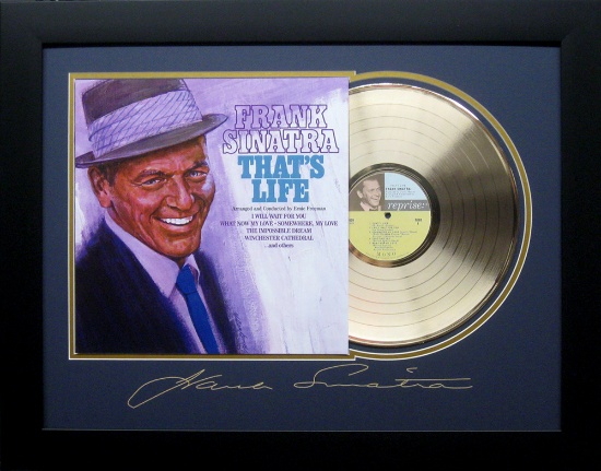 Frank Sinatra That's Life Album Cover and Gold Record Museum Framed Collage - Plate Signed (Vault_BA