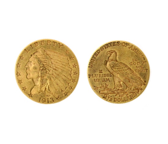 1913 $2.50 U.S. Indian Head Gold Coin