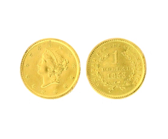 1853 $1.00 U.S. Liberty Head Gold Coin