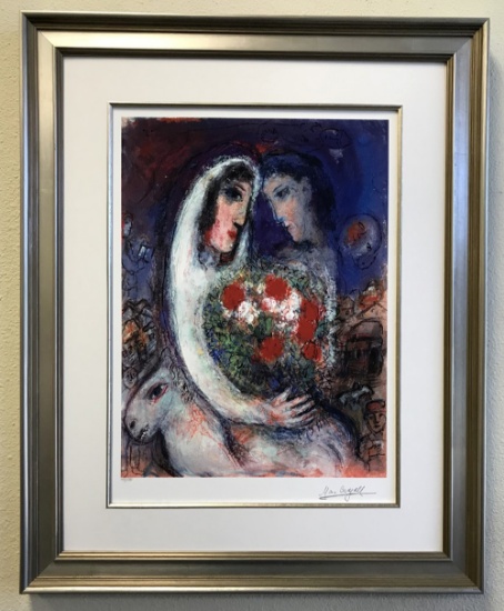 Interpretation of Works by Marc Chagall, Limited Edition "Marriage" Photomechanical Reproduction wit