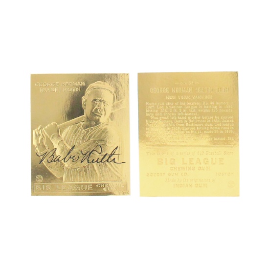 Babe Ruth No. 53 Big League Goudey 23kt. Gold Card