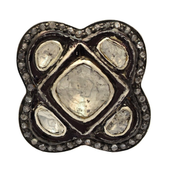 App: $2,130 0.64ctw Silver and Gold Diamond Ring (Vault_R33)