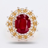 App: $6,960 6.32ct Ruby and 0.80ctw Diamond 14K Yellow Gold Ring (Vault_R33)