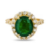 App: $14,985 4.12ct Emerald and 1.08ctw Diamond 18K Yellow Gold Ring (Vault_R33)