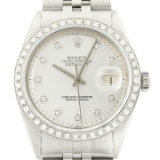 Rolex Mens Datejust 18K White Gold Stainless Steel Silver Diamond Watch (Vault_CC)