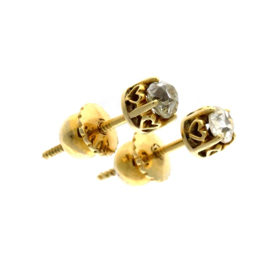 14KT White Gold 0.42CT Diamond Solitaire Earrings -PNR-