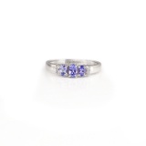 1.00CT Tanzanite And Topaz Platinum Over Sterling Silver Ring