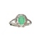 0.96CT Oval Cut Green Emerald And Sterling Silver Ring