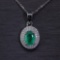 Remarkable Zambian Emerald Pendant with Diamonds and 14kt White Gold Necklace! (Vault_Q)