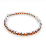 Round Cut Orange Cubic Zirconia Sterling Silver Bracelet