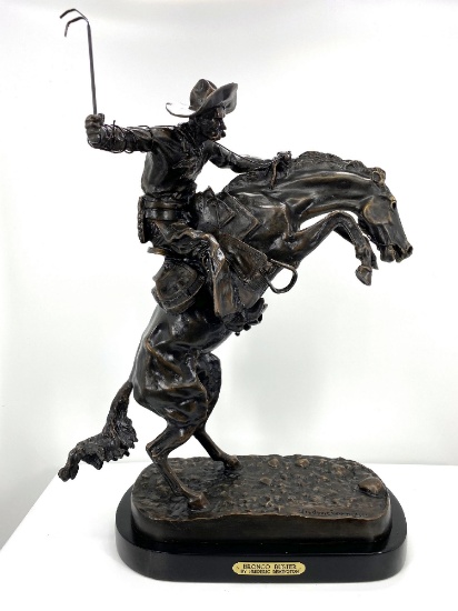 Regular Bronco Buster Bronze by Frederic Remington Rendition 22.5in H x 18in L x 9.5in W 50lb (Vault