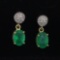 Yellow Gold Earrings with Zambian Emerald and Diamond! (Vault_Q)