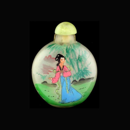 Outstanding Chinese Reverse Painted Perfume Bottle Elegant Quality!