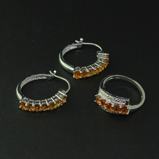 Citrine Ring Size 7 and Earrings Sterling Silver Collection