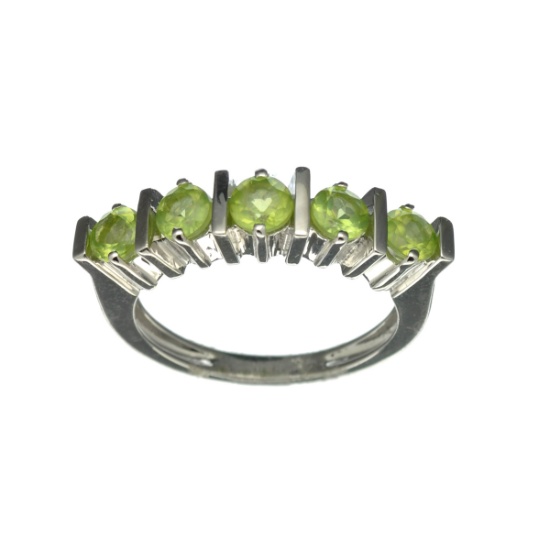 1.50CT Round Cut Peridot Sterling Silver Ring