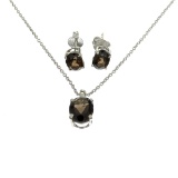 3.54CT Oval Cut Smoky Quartz Sterling Silver Pendant With 18