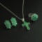 Emerald Ring Size 7, Earrings, and Pendant Sterling Silver Collection