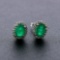 Awesome Emeralds Surrounded by Diamonds in White Gold Set Earrings! (Vault_Q)