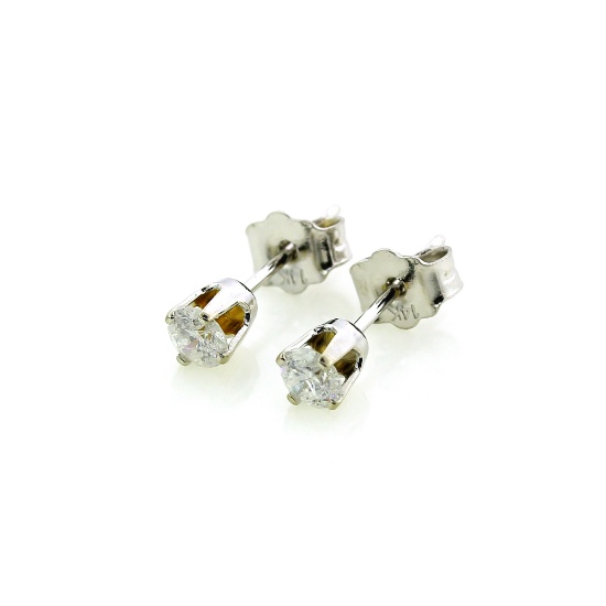 0.31 Carat No Reserve Auction Opportunity! Diamond Earrings in 14KT White Gold!