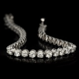 Brand New 5.00ct Diamond Tennis Bracelet in 14KT White Gold Custom Setting! Round Brilliant Cut Hand