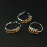 Citrine Ring Size 7 and Earrings Sterling Silver Collection