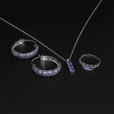 Tanzanite Ring Size 6, Earrings, and Pendant Sterling Silver Collection