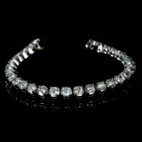 14KT White Gold, Custom Made 10.00CT Round Brilliant Cut Diamond Bracelet (VGN A-45)