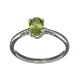 0.81CT Oval Cut Peridot Solitaire Sterling Silver Ring
