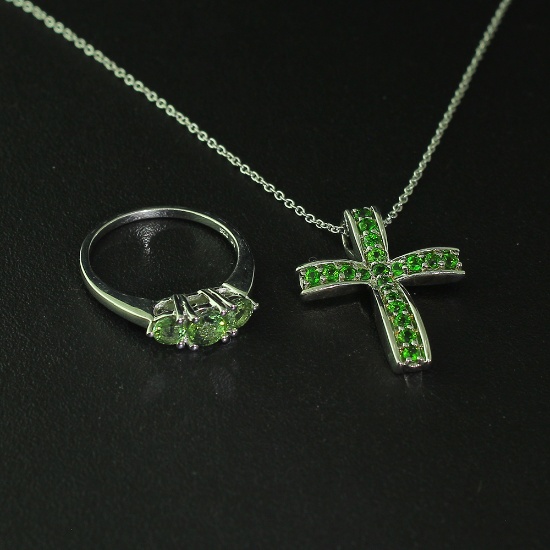 Chrome Diopside Ring Size 7 and Pendant Sterling Silver Collection