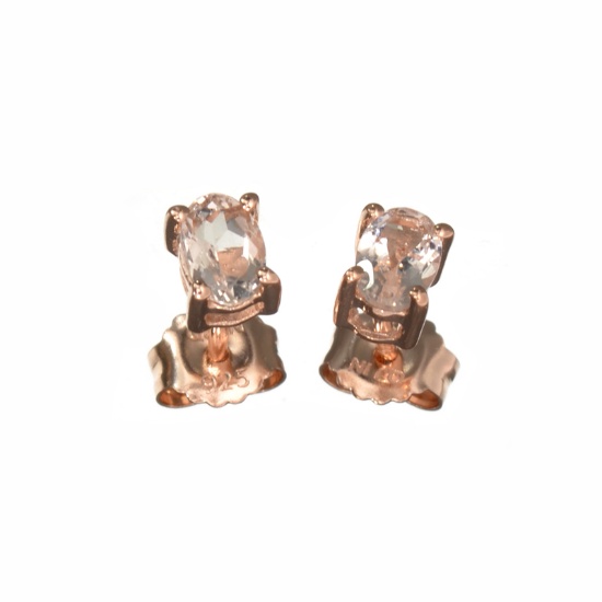 0.90CT Oval Cut Morganite Over Rose Gold Sterling Silver Earrings