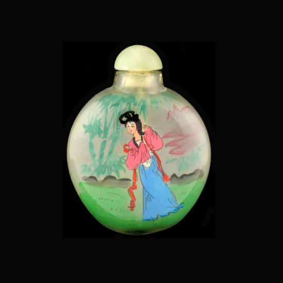 Outstanding Chinese Reverse Painted Perfume Bottle Classic Piece!