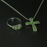 Chrome Diopside Ring Size 7 and Pendant Sterling Silver Collection