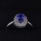 High Quality Elegant Tanzanite Ring Loaded with Diamonds in Brand New White Gold Setting! (Vault_Q)