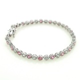 Round Cut Mixed Cubic Zirconia Sterling Silver Bracelet