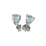 1.60CT Pear Cut 925 Sterling Silver Blue Topaz Solitaire Earrings