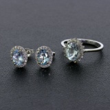 Stunning Aquamarine Set! Very High Quality Gemstones with Diamonds and 14KT White Gold! (Vault_Q)