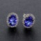 Dazzling 14KT White Gold Tanzanite Oval Cut Diamond Earrings! (Vault_Q)