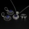 Sapphire Ring Size 6, Earrings, and Pendant Sterling Silver Collection