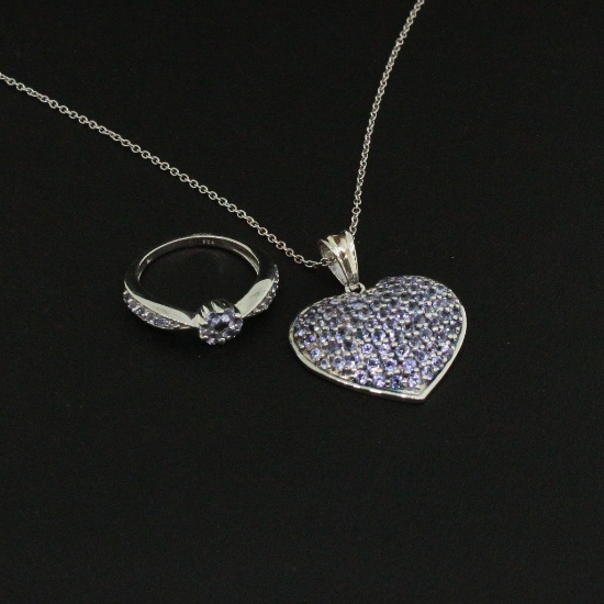 Tanzanite Ring size 6.5 and Pendant Sterling Silver Collection