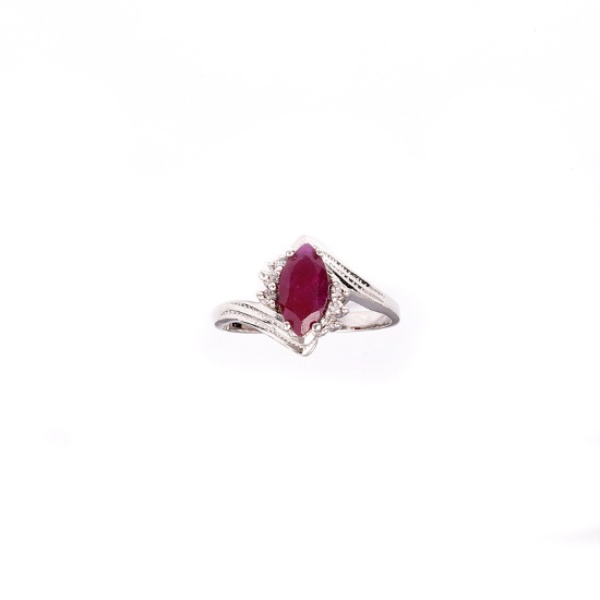 1.27CT Ruby And Topaz Platinum Over Sterling Silver Ring
