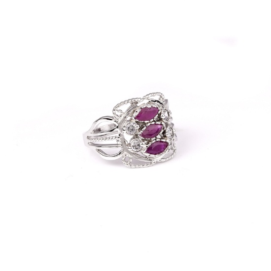 0.78CT Ruby And Topaz Platinum Over Sterling Silver Ring