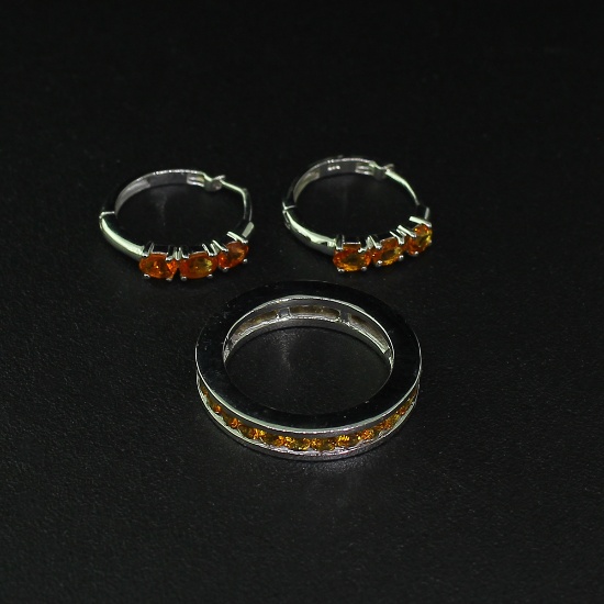 Citrine Ring Size 7 and Earrings Sterling Silver Collection