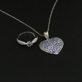 Tanzanite Ring size 6.5 and Pendant Sterling Silver Collection