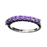 0.40CT Round Cut Purple Amethyst Quartz And Platinum Over Sterling Silver Ring