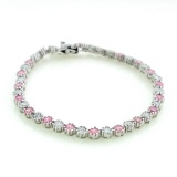 Round Cut Mixed Cubic Zirconia Sterling Silver Bracelet