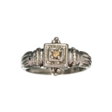 0.03CT Round Brilliant Cut Diamond And Sterling Silver Ring