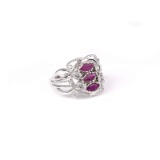 0.78CT Ruby And Topaz Platinum Over Sterling Silver Ring