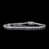 High End 18KT White Gold Custom Made 4.03CT Round Brilliant Cut Diamond Tennis Bracelet! (VGN A-34)