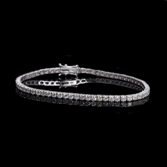 Custom Made 18KT White Gold with 5.03CT Round Brilliant Cut Hand Selected Diamonds! Gorgeous Quality